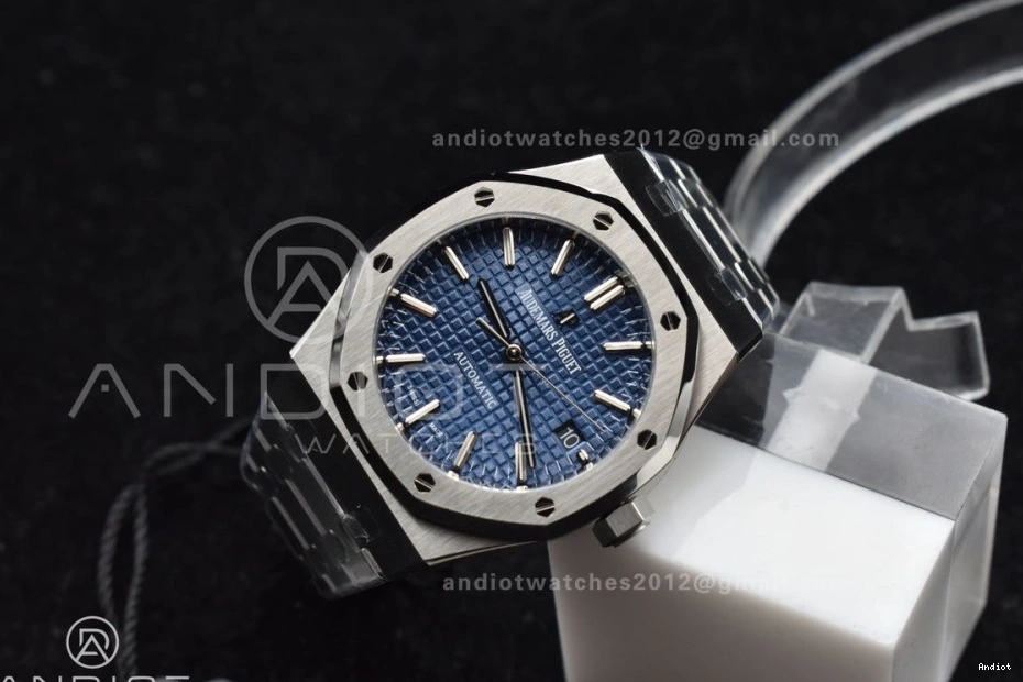 15450 on Best 1:1 Bracelet 37mm Edition Dial Clone Super Royal Blue SS SS ZF Textured Oak SA3120 0117